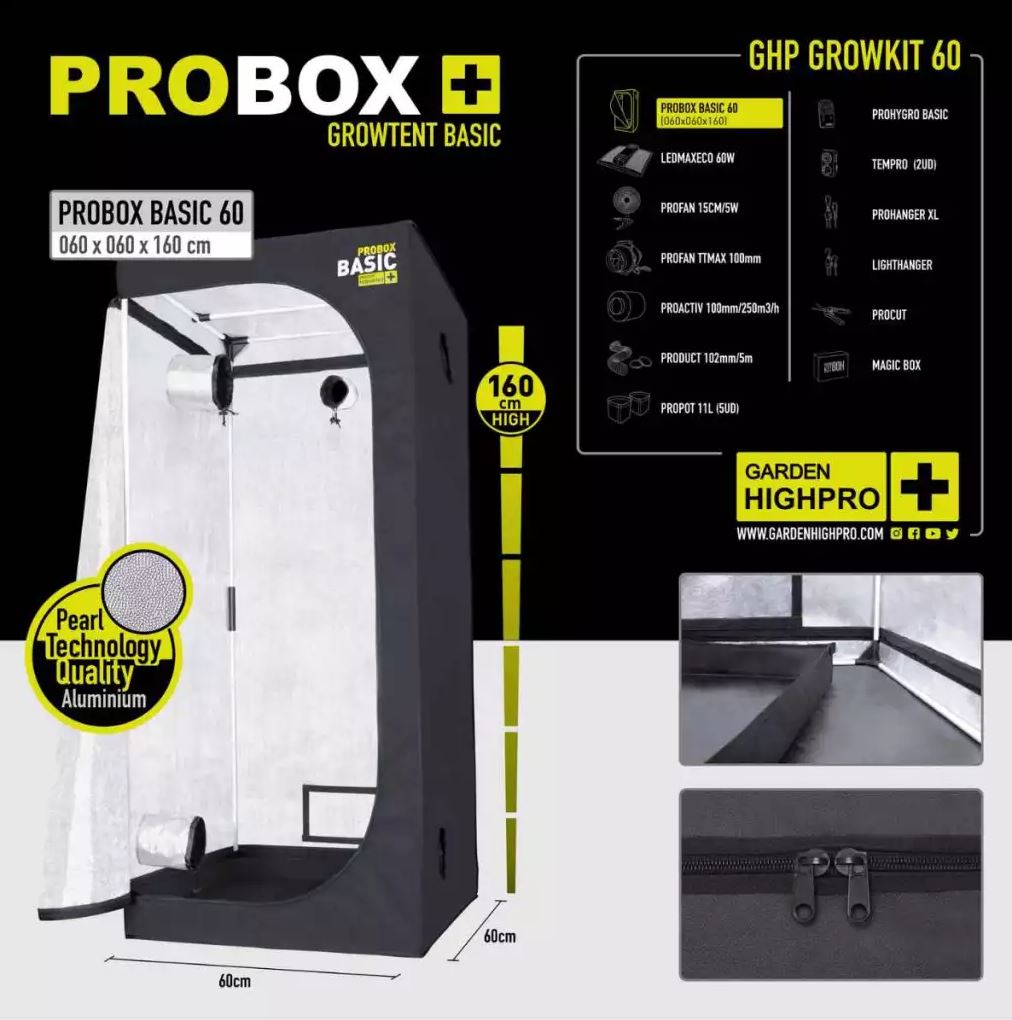 Growboxset GHP 60 x 60 x 160 cm | LED mit 60 Watt