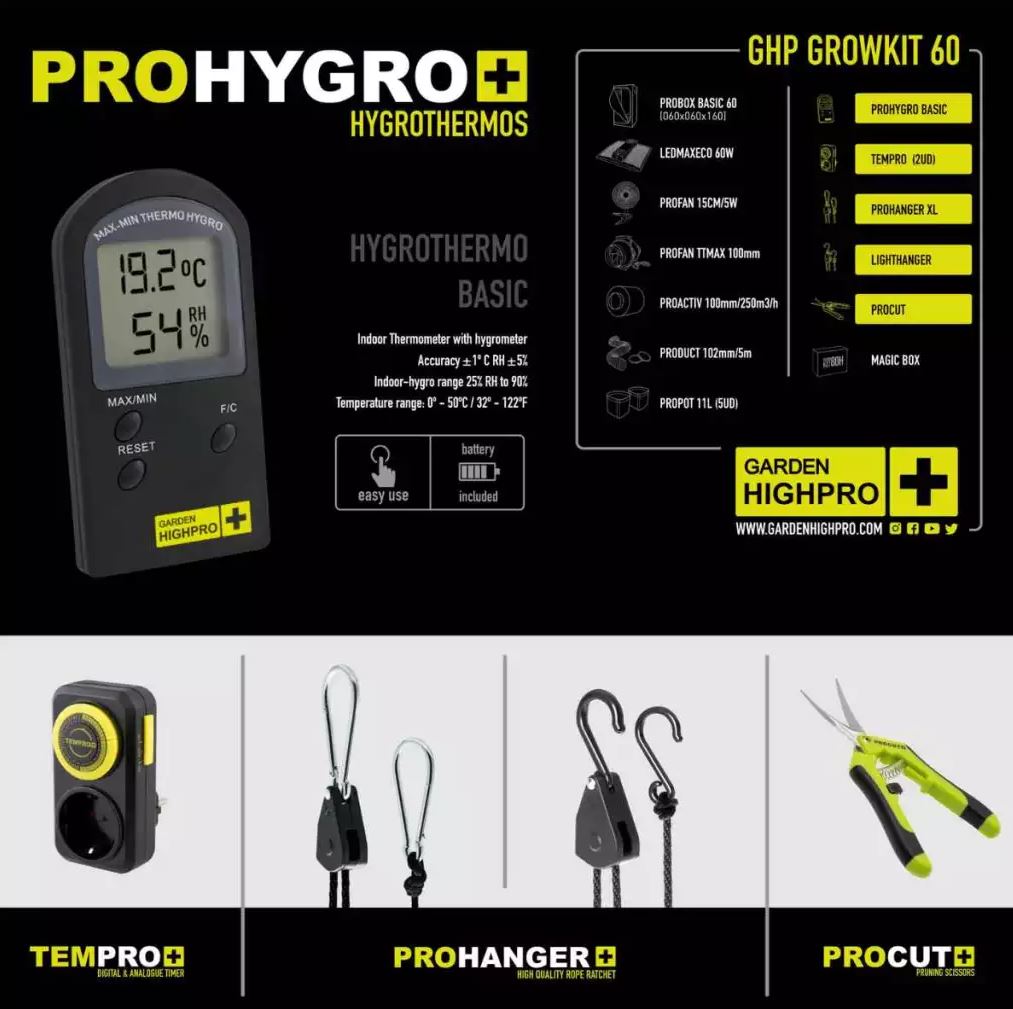 Growboxset GHP 60 x 60 x 160 cm | LED mit 60 Watt