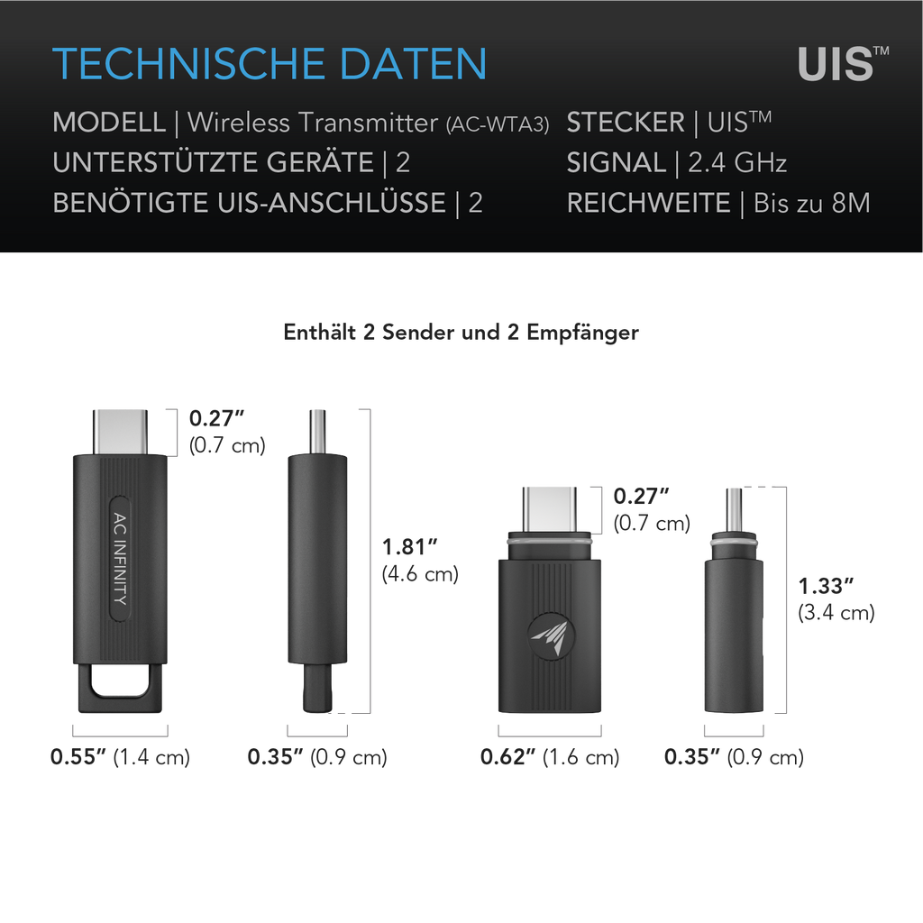 UIS Wireless Transmitter 1-zu-1 Sender & Empfänger