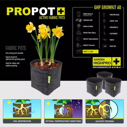 Growboxset GHP 60 x 60 x 160 cm | LED mit 60 Watt